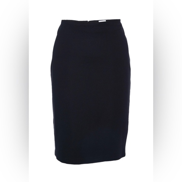 Armani Collezioni Wool Back Vent Pencil Skirt in Black
